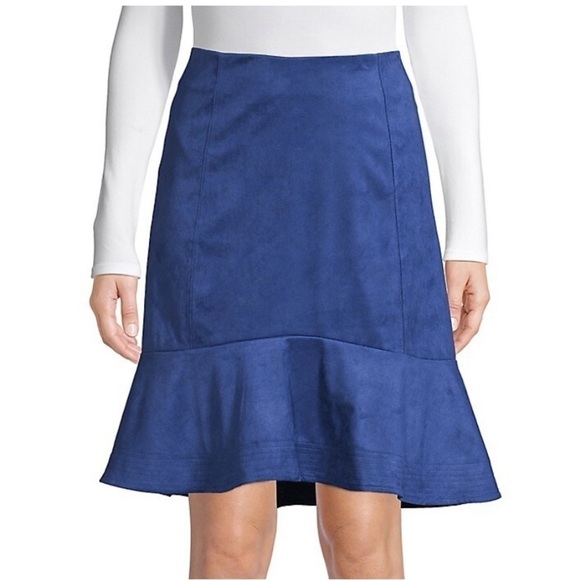 H by Halston Classic Faux Suede Peplum Skirt Sz L - Picture 1 of 12
